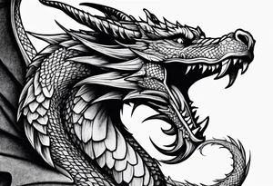 Medieval dragon climbing with a slight side profile tattoo idea