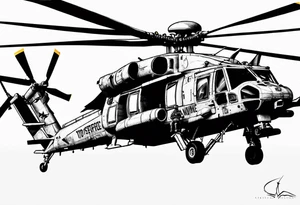 Usmc ega recon jack and sniper helicopter in sky with recon parachute team in shy with American flag twisted waving tattoo idea