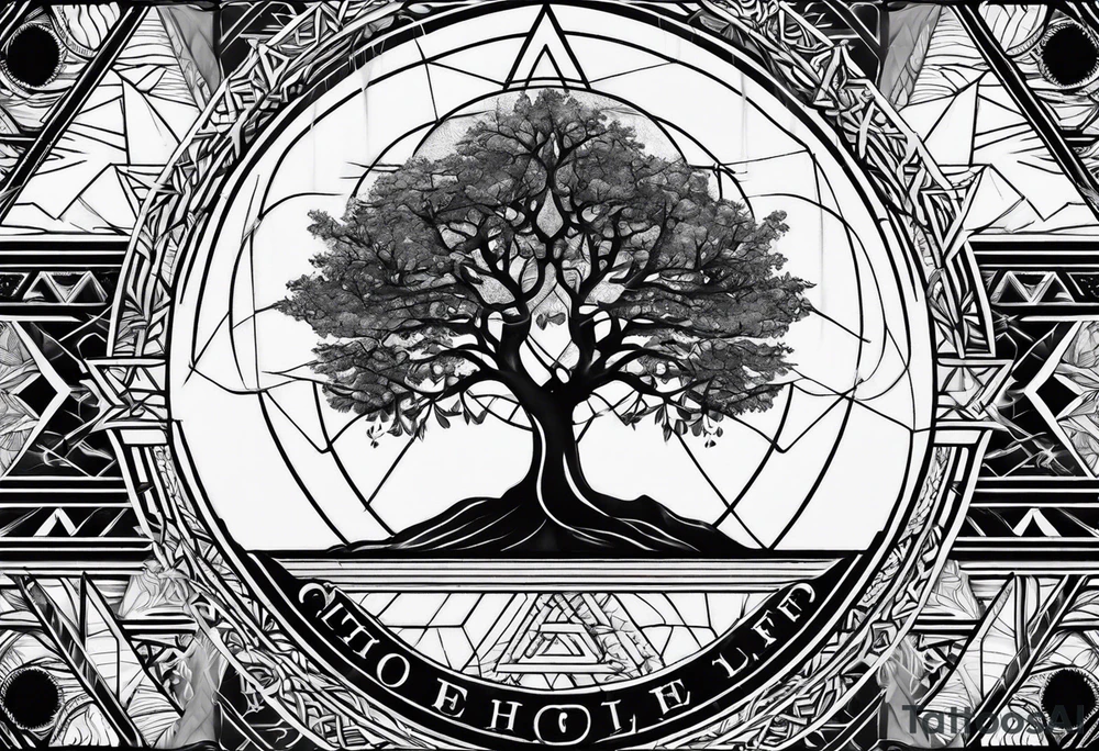 tree of life
3 line triangles behind tattoo idea