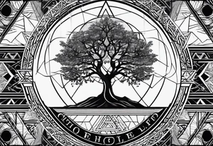 tree of life
3 line triangles behind tattoo idea