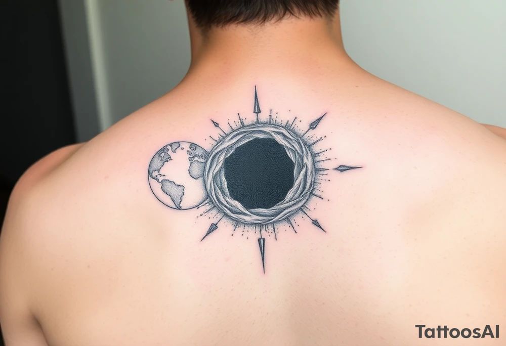 2 different worlds on both sides of a black hole tattoo idea