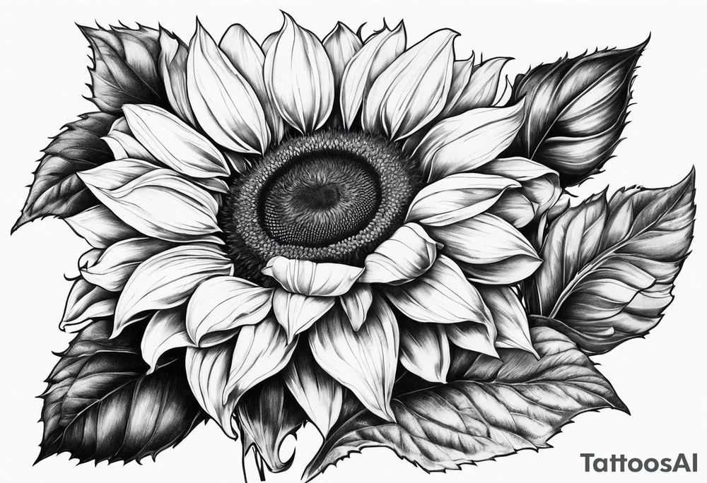 Sunflower, rose flower tattoo idea