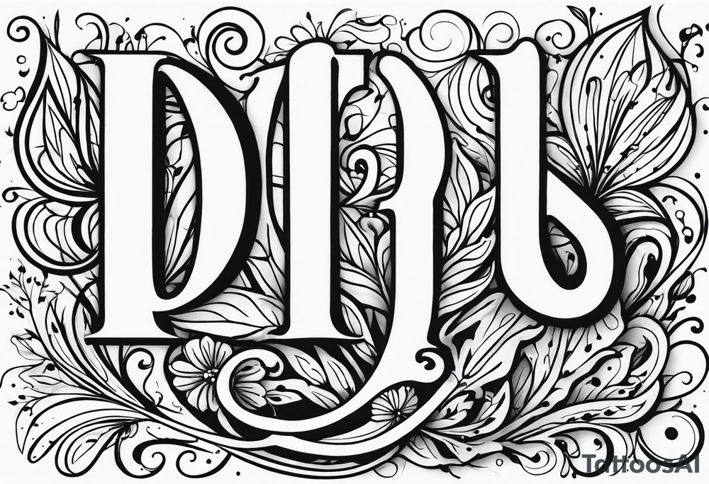 The letters "BTTS" written in a flower stem tattoo idea
