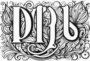 The letters "BTTS" written in a flower stem tattoo idea