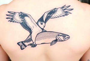 Osprey with a trout in its talons tattoo idea