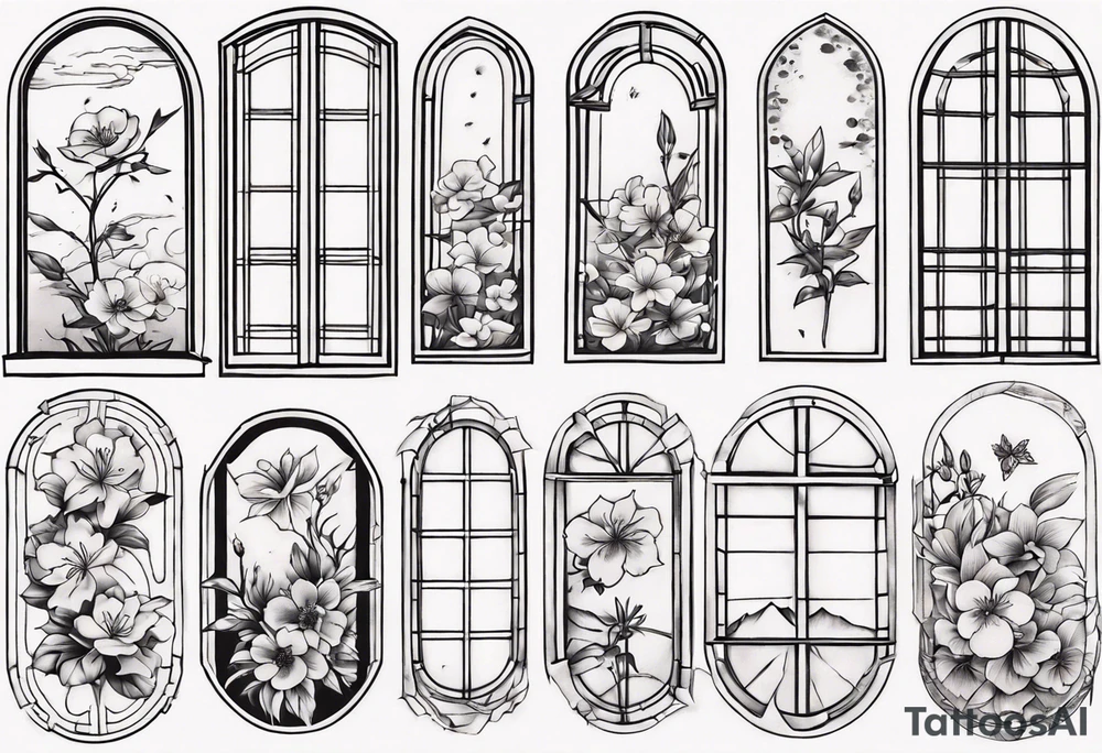 flower in a window tattoo idea