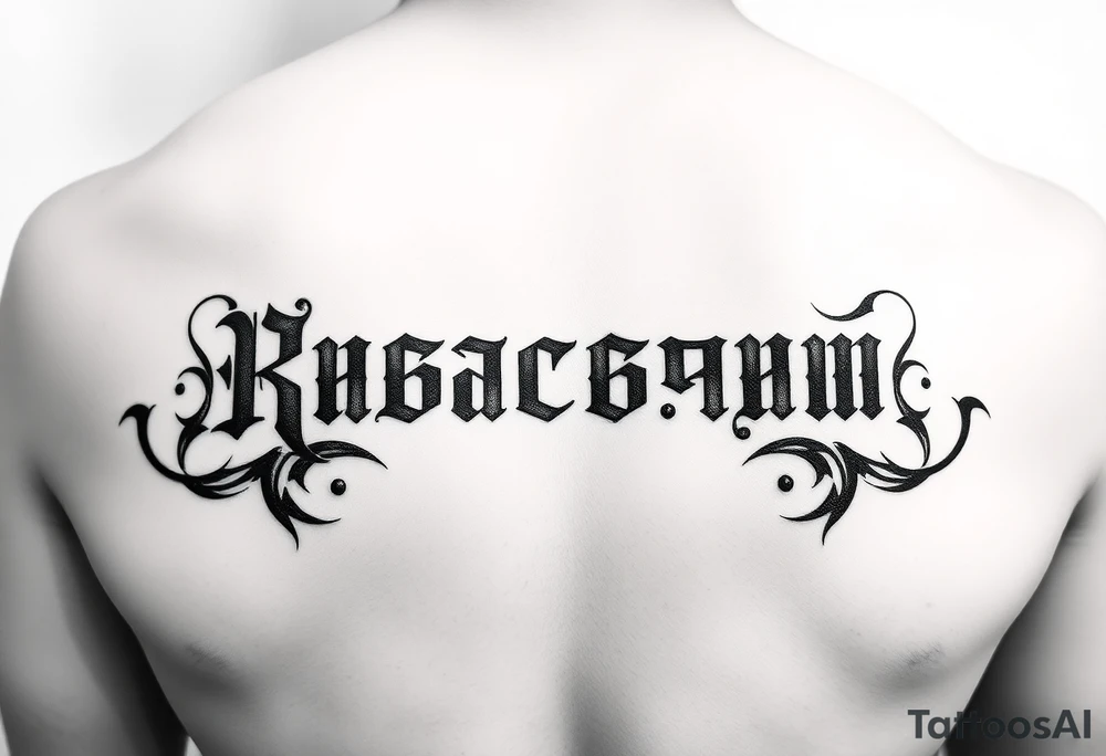 Russian lettering across top of chest, small tattoo idea