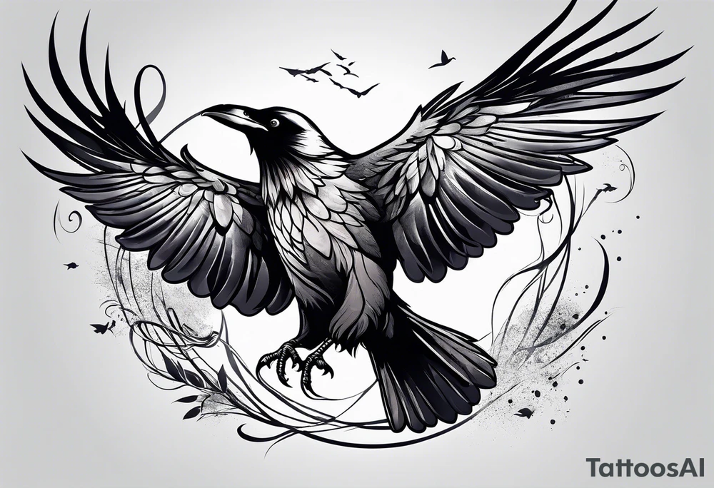 ravens in flight tattoo idea