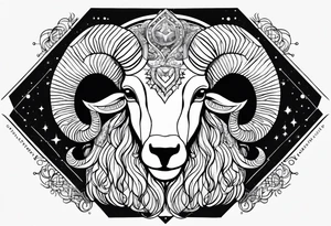 Aries geometric ram with constellation tattoo idea