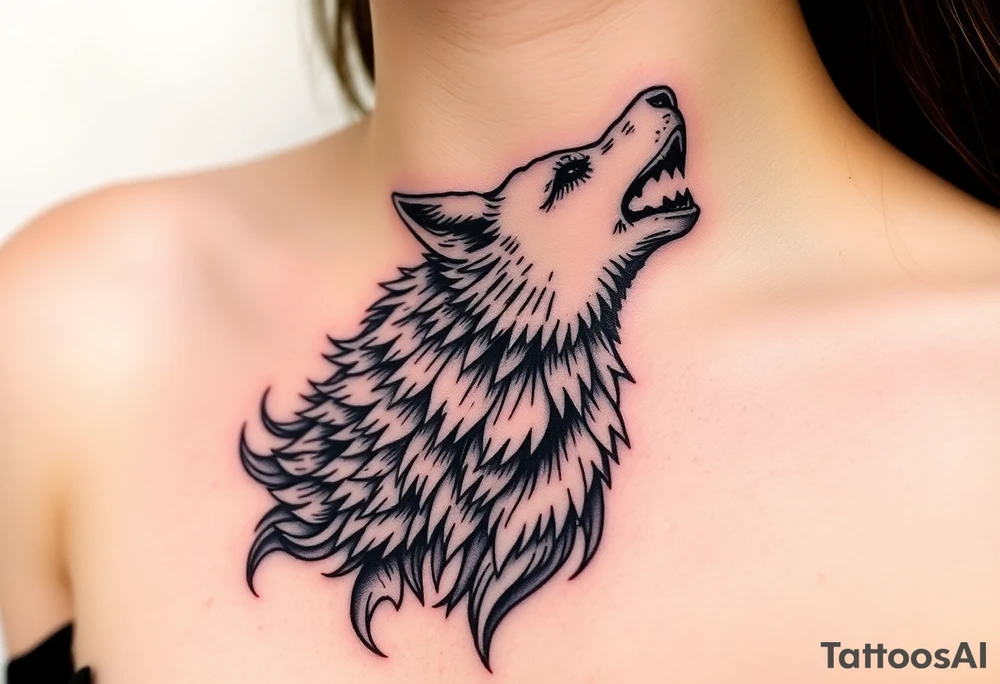A wolf snarling as a sheep mystical creature tattoo idea A wolf snarling as a sheep mystical creature tattoo idea
