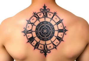 vintage roman numerals within ornate clockwork mechanism tattoo idea