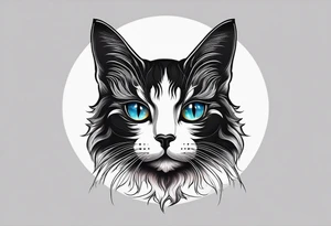 Photo realistic black cat head only facing forward add moon tattoo idea