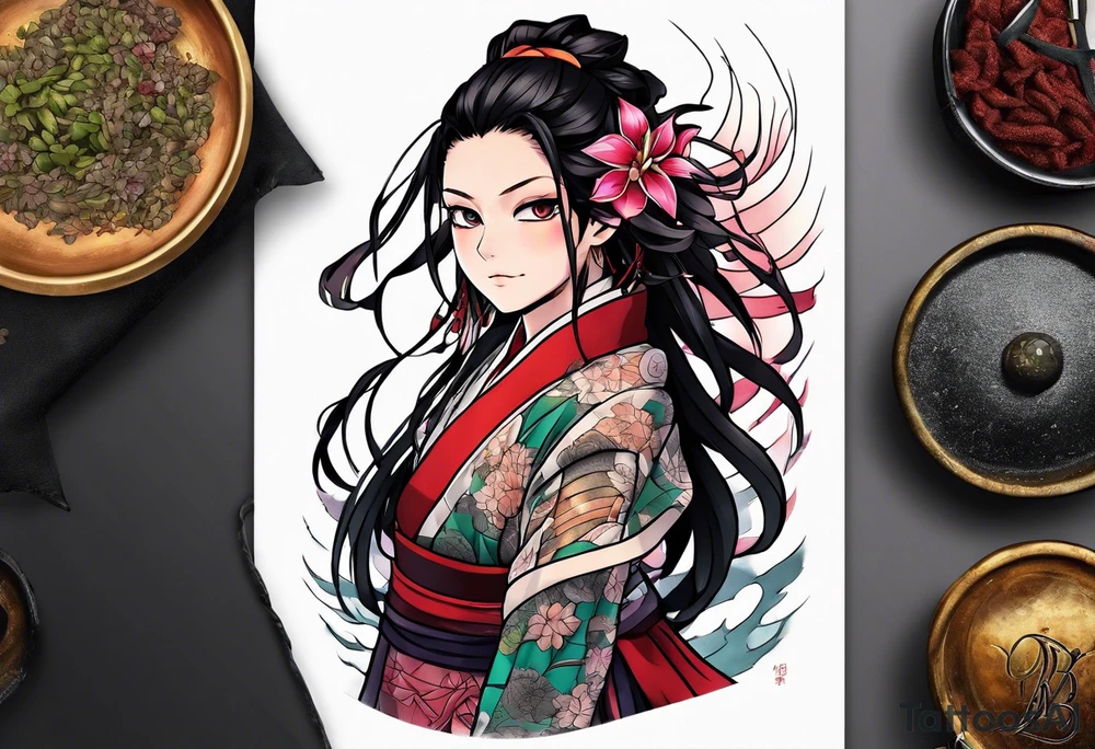 Nezuko demon slayer anime tattoo idea