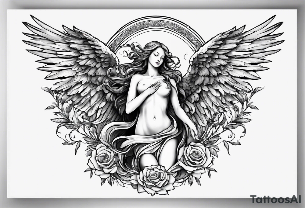 Angel with prayer hands tattoo idea