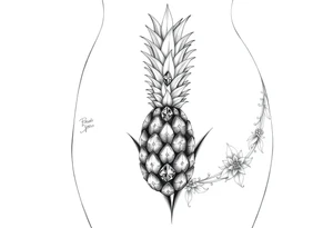 To cover pubic area vagina and anus using a bushy pineapple with diamonds  and magestic tattoo idea