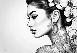 XXIVXIVV with orchid flowers in the back ground tattoo idea