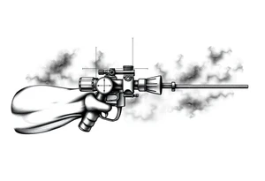 2d scope crosshairs with eerie fog in background tattoo idea