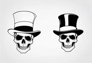 Skull with a top hat tattoo idea