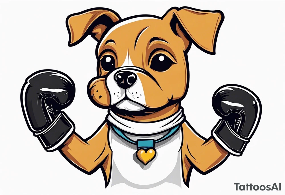 Cute Dog with boxing gloves, boxing coach tattoo idea