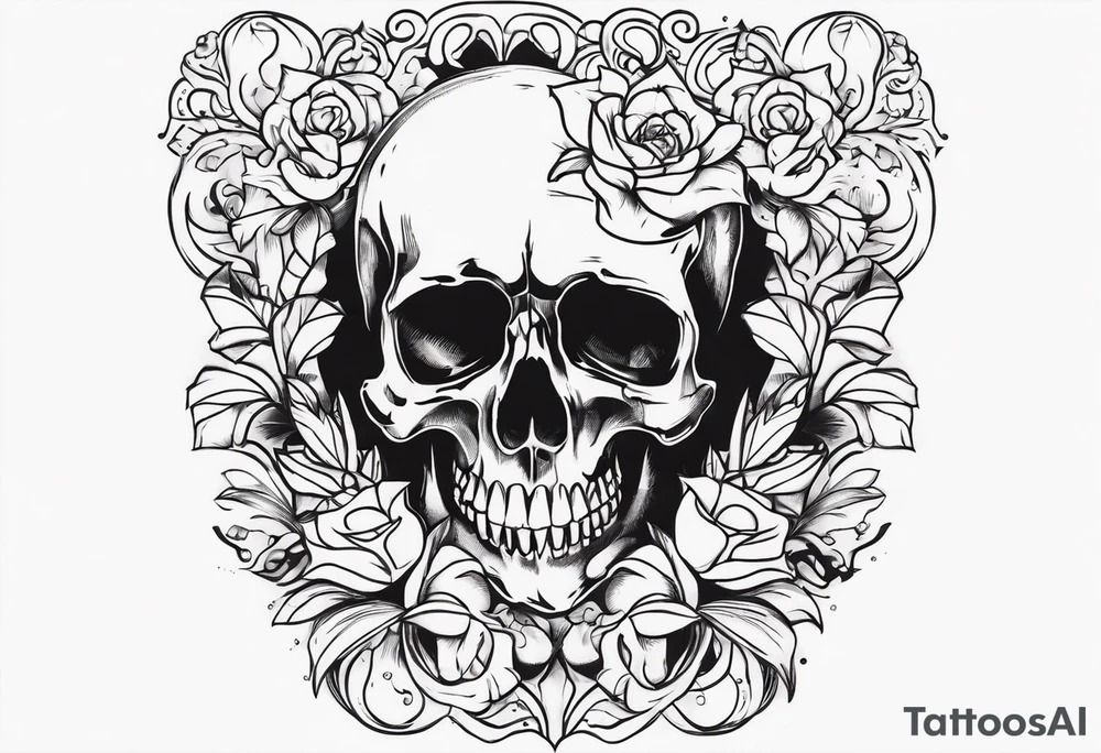 Skull written memento mori sleeve tattoo design tattoo idea