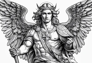 Archangel saint michel with clouds tattoo idea