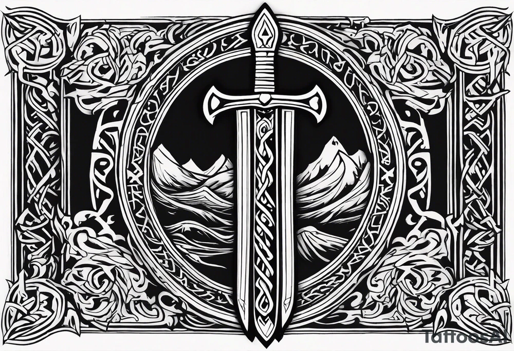 Valhalla sword viking funeral tattoo idea