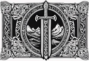 Valhalla sword viking funeral tattoo idea