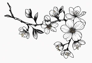 Cherry blossum branch, from shoulder to wrist, blossom fully at the end tattoo idea