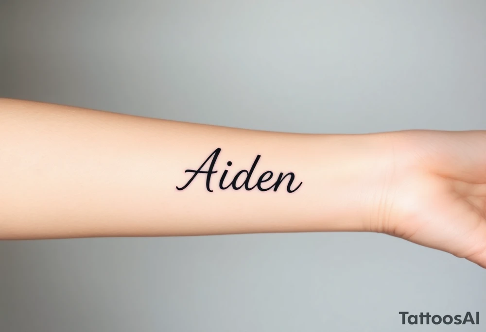 The name Aiden this and bold cursive tattoo idea