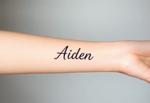 The name Aiden this and bold cursive tattoo idea