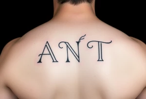 Fine line letters A,N & T connected together overlapping lines tattoo idea