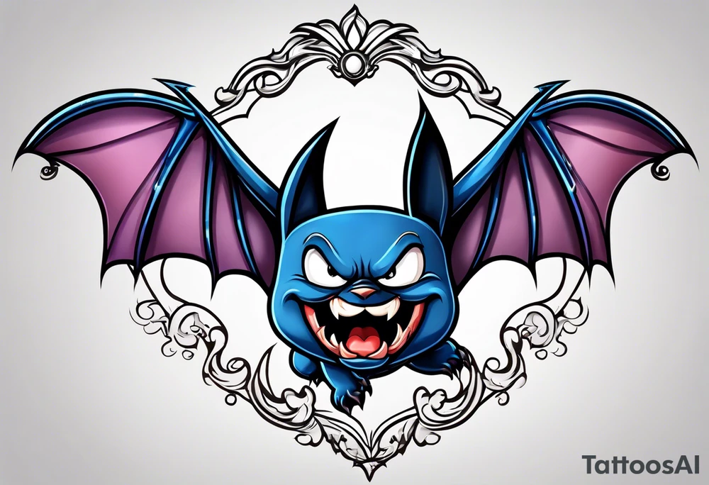 cartoon bat in style of disney tattoo idea