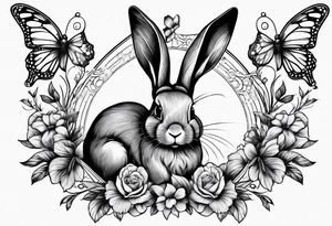 bunny with butterflies tattoo idea