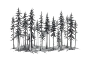 Needle forest with black and gray trees tattoo idea