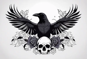 Raven on a Skull tattoo idea