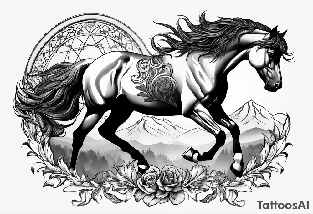 Horse with a wolf tattoo idea