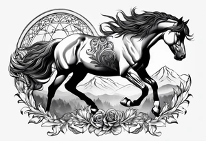 Horse with a wolf tattoo idea