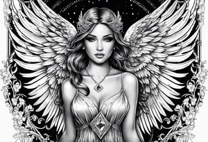Angel wings with diamond tattoo idea