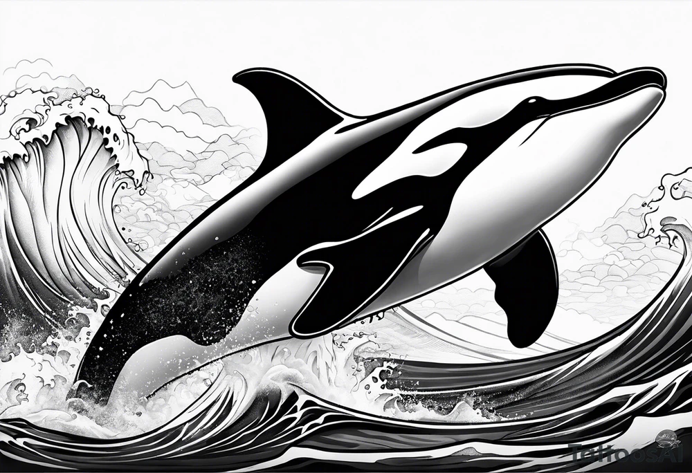 Killer whale that looks like it just won a fight with a shark tattoo idea