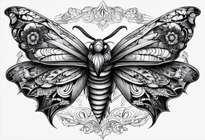 moth, “snake head wings” tattoo idea