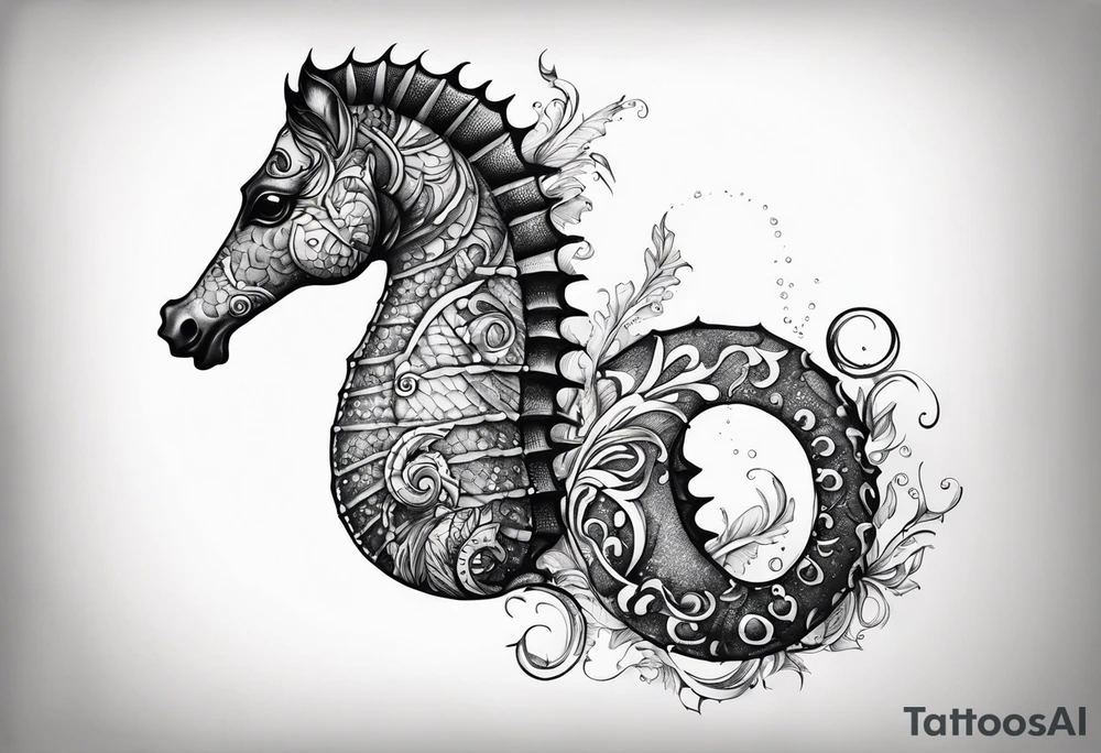 Under ocean seahorse tattoo idea
