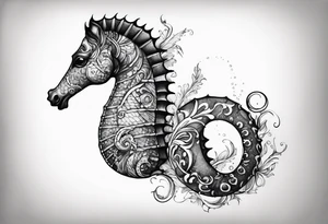 Under ocean seahorse tattoo idea
