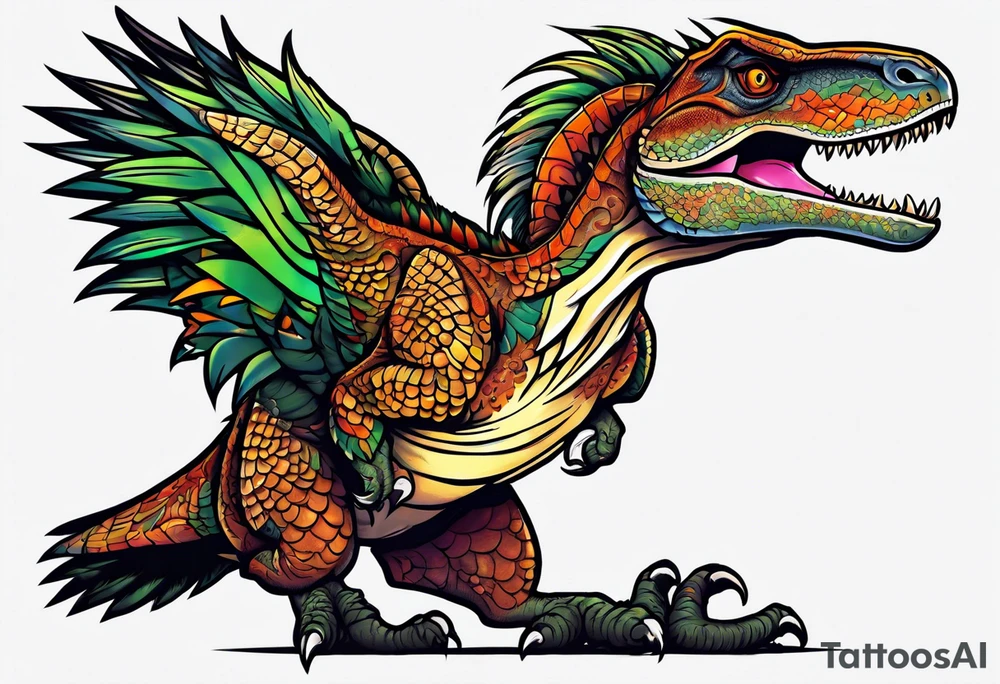 Old school raptor jurasic park tattoo idea