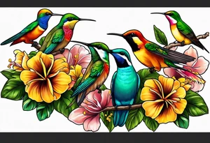 Ghana 🇬🇭, Curaçao 🇨🇼, flowers, hummingbirds,  butterflies tattoo idea