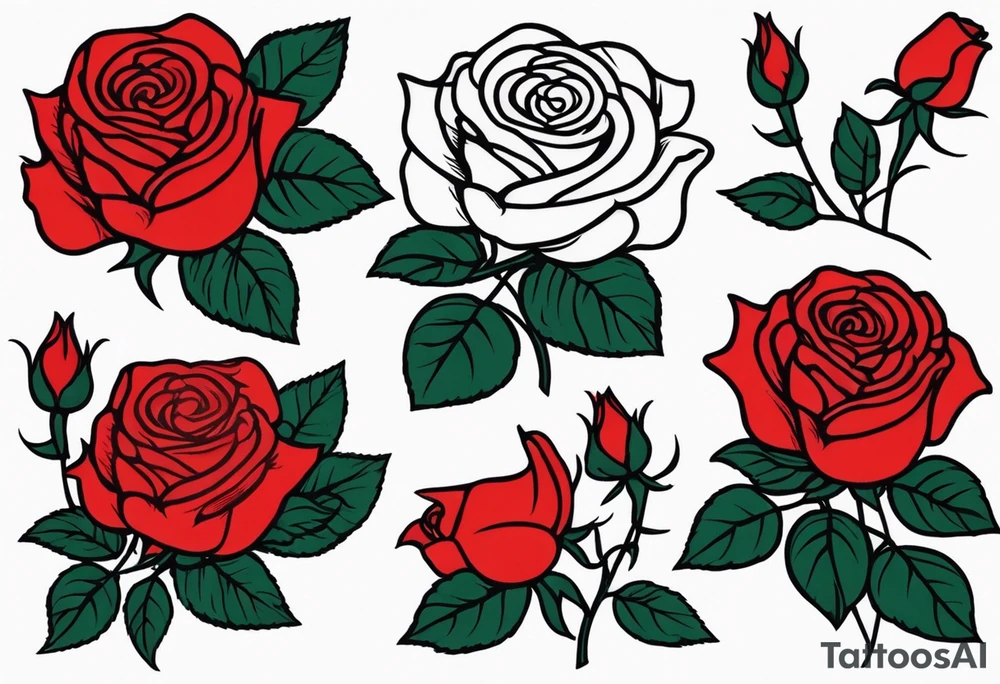traditional rose bundle red tattoo idea