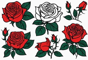 traditional rose bundle red tattoo idea