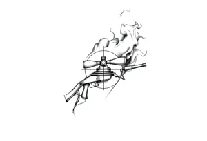 2d sniper crosshairs with smoke in background tattoo idea