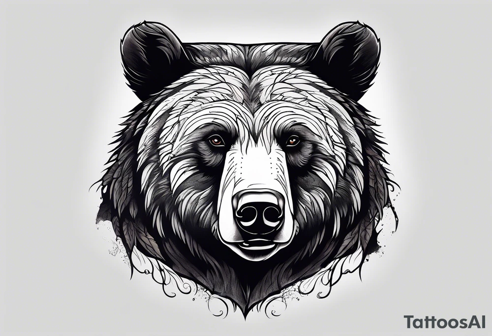 black bear mountain forest tattoo idea