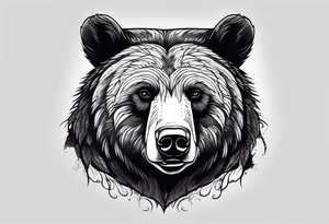 black bear mountain forest tattoo idea