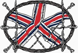 Rebel flag caught between 2 bands of barbed wire tattoo idea